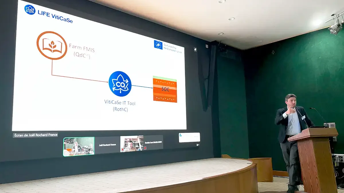 Gabriele Mongardi di Image Line presenta LIFE VitiCaSe in Francia - Associazione Lien de la vigne